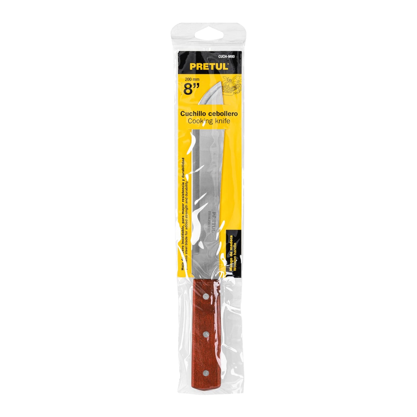 Cuchillo cebollero 8' mango de madera, Pretul | CUCH-M80 | 23078