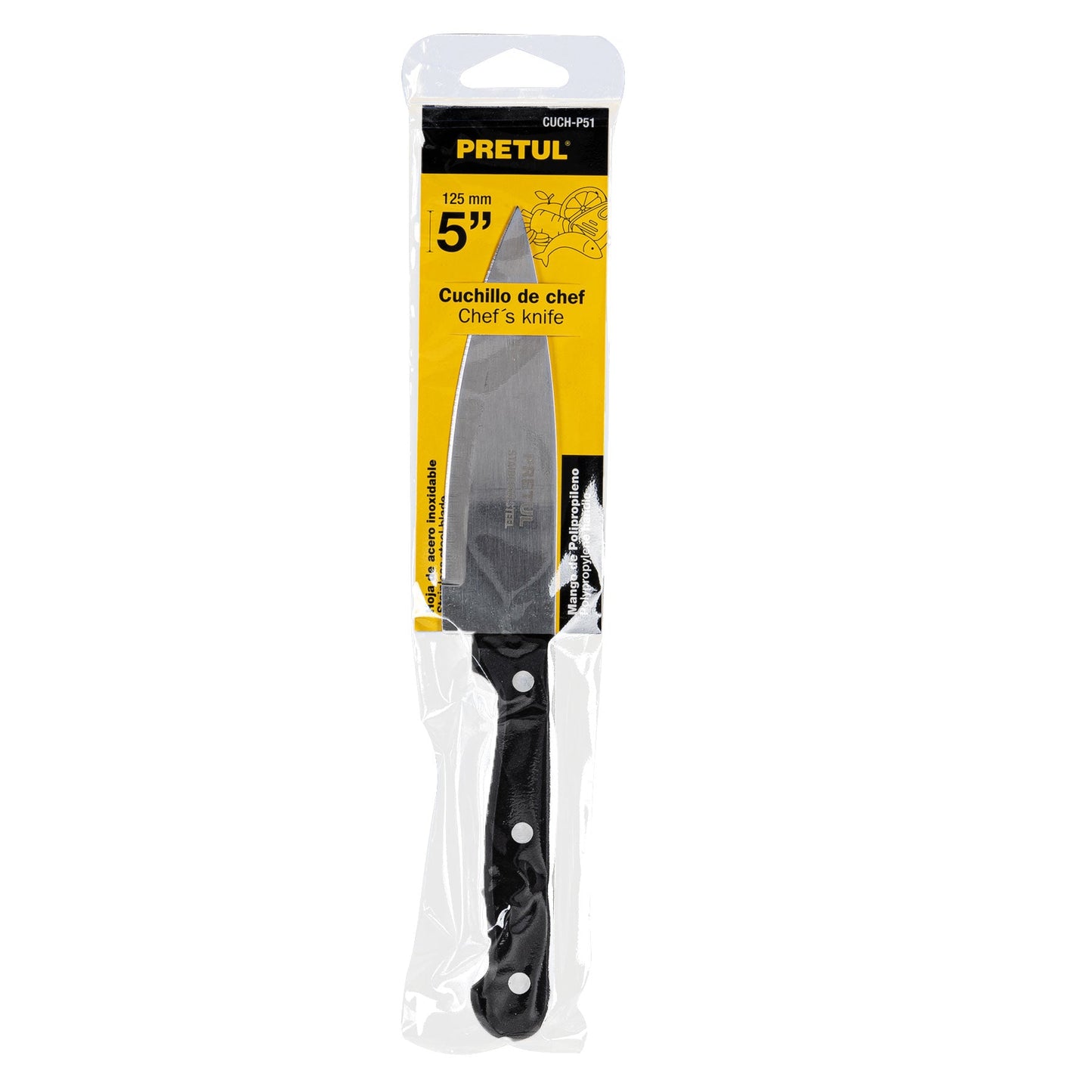 Cuchillo de chef 5' mango de polipropileno, Pretul | CUCH-P51 | 23088