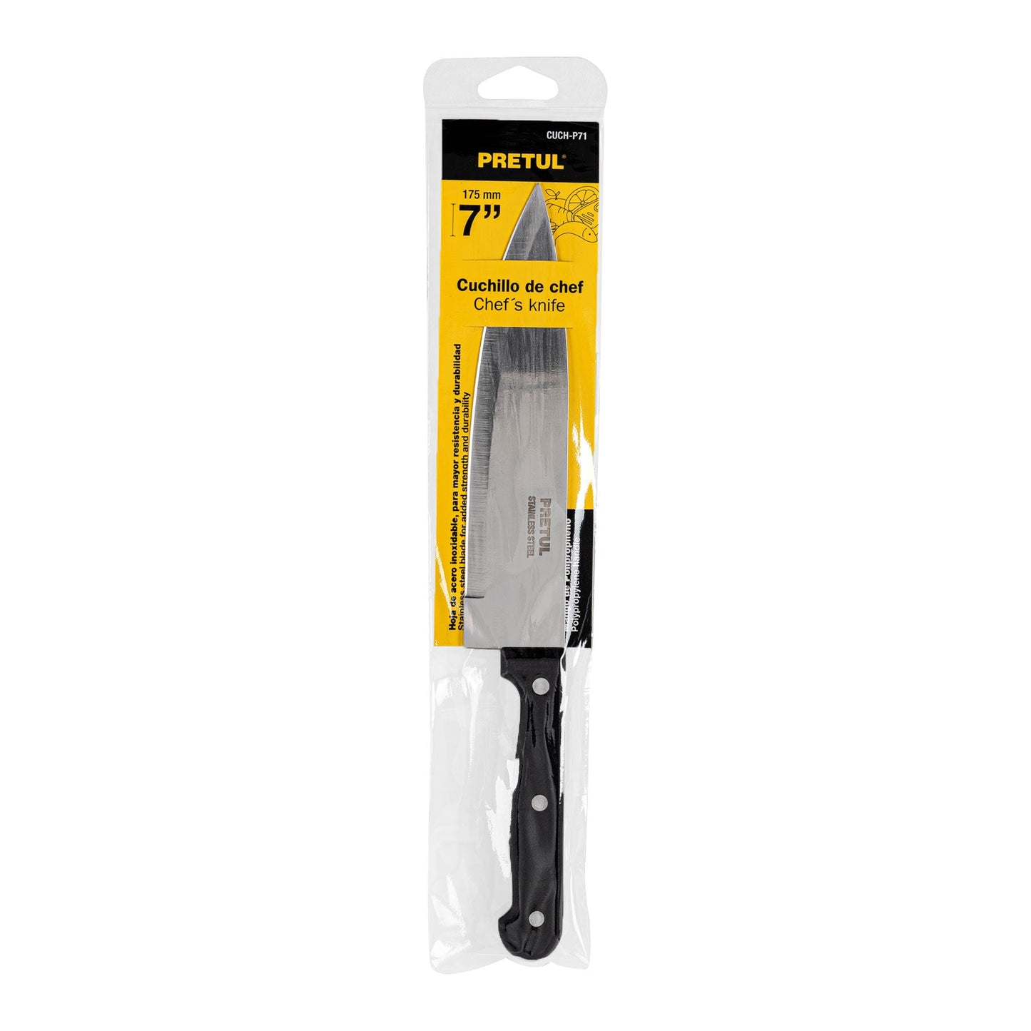 Cuchillo de chef 7' mango de polipropileno, Pretul | CUCH-P71 | 23090