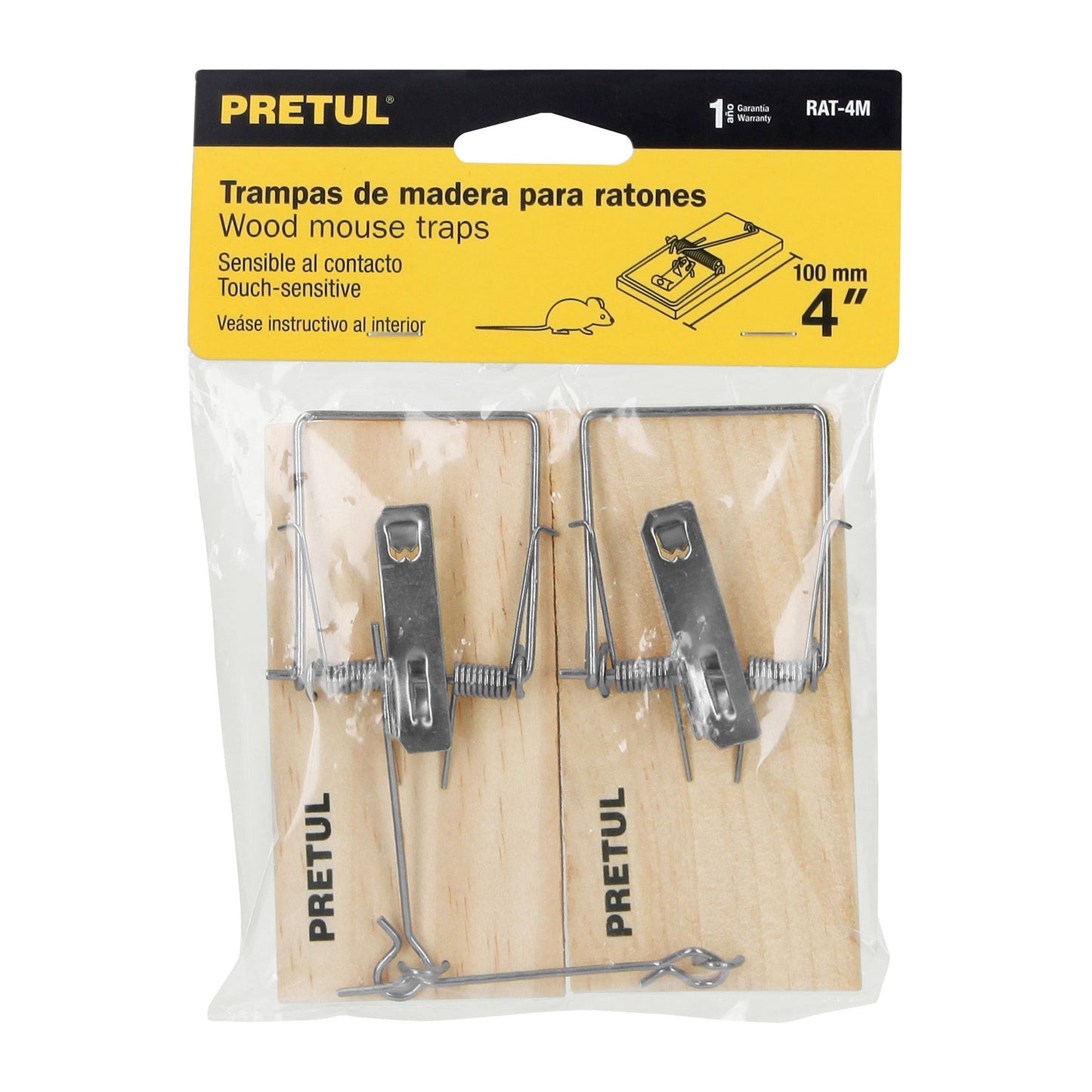 Bolsa con 2 trampas de 4' de madera para ratón, Pretul | RAT-4M | 23709