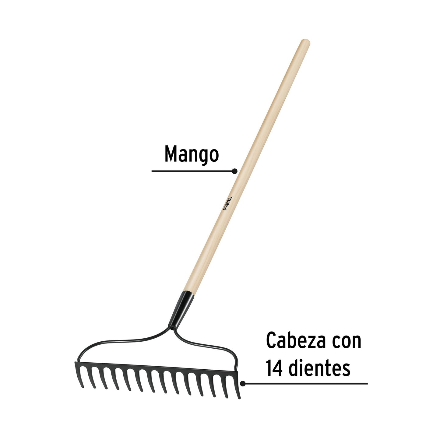 Rastrillo jardinero, 14 dientes, Pretul | R-14AL-P | 25054