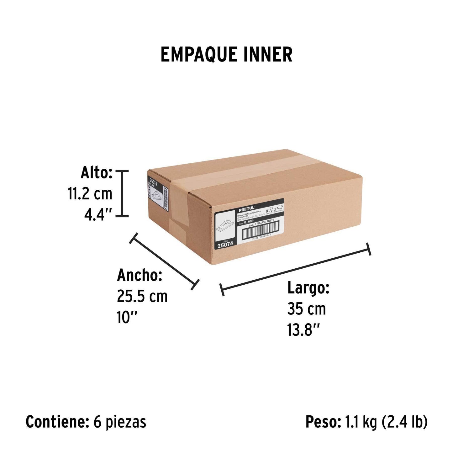 Flota de espuma, 9-1/2', espesor 7/16', acabado liso, PRETUL | FL-9NP | 25074