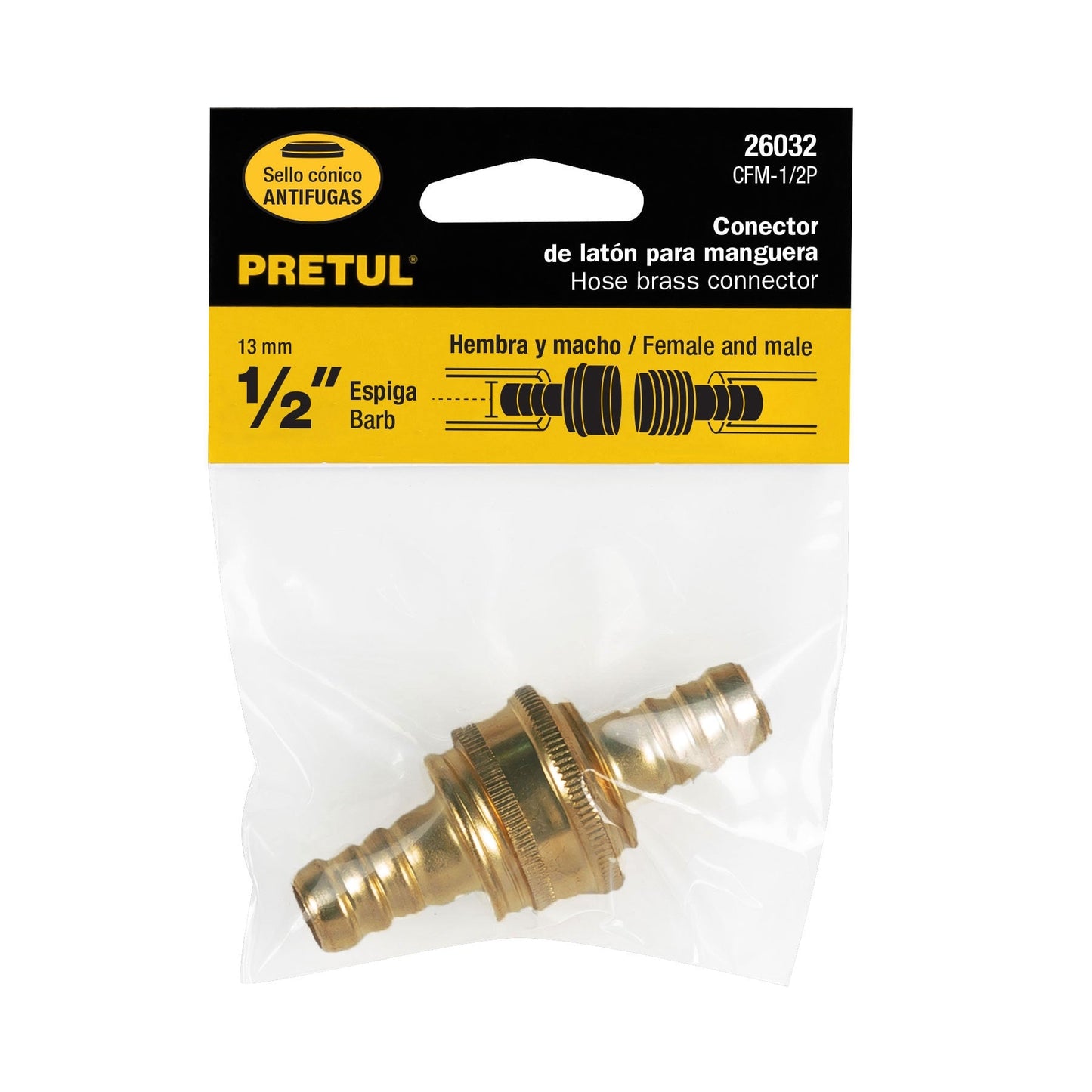 Juego conectores 1/2' macho/hembra de latón laminado, Pretul | CFM-1/2P | 26032