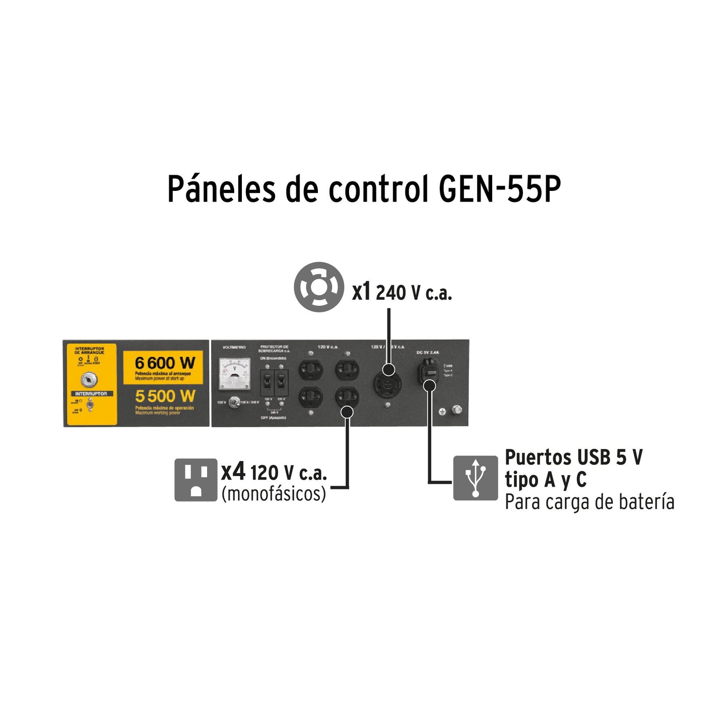 Generador portátil 5.5 kW motor a gasolina, PRETUL | GEN-55P | 26035
