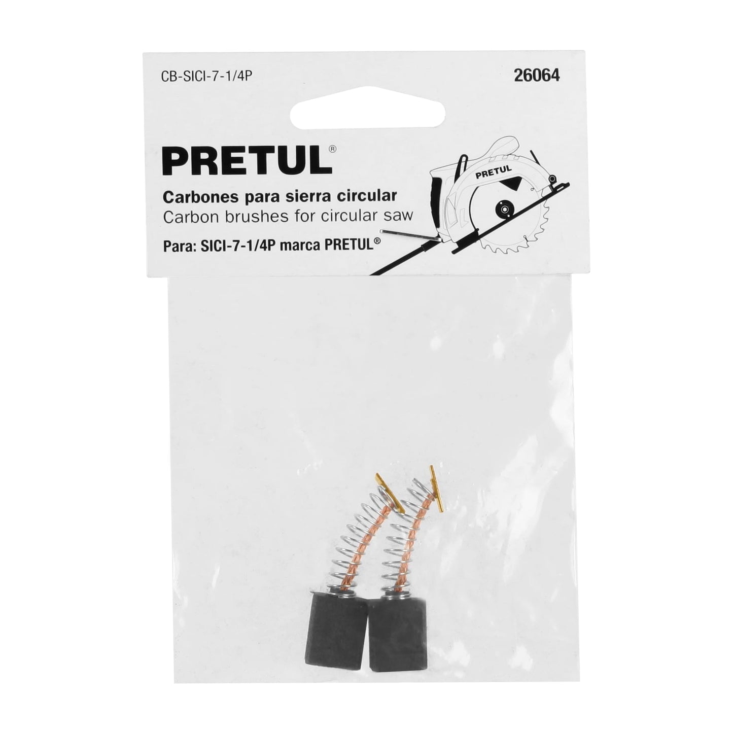 Bolsa con 2 carbones de repuesto para SICI-7-1/4P, PRETUL | CB-SICI-7-1/4P | 26064