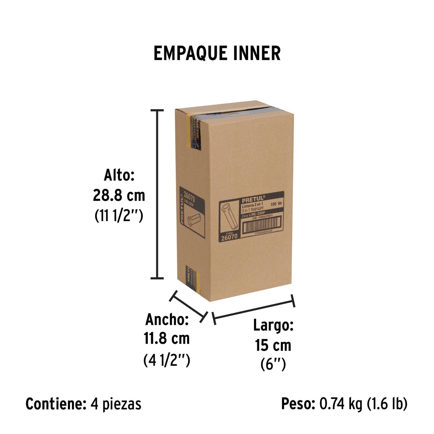 Linterna plástica de LED, 100 lm, recargable, PRETUL | LIRE-200P | 26070