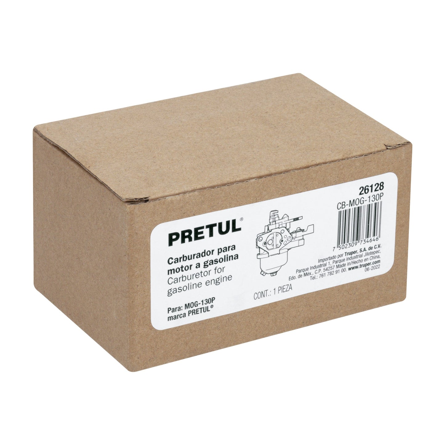 Carburador para motor a gasolina MOG-130P, PRETUL | CB-MOG-130P | 26128