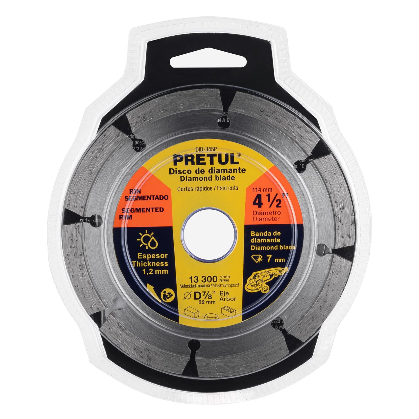 Disco de diamante de 4-1/2' x 1.2 mm rin segmentado, PRETUL | DID-345P | 27032