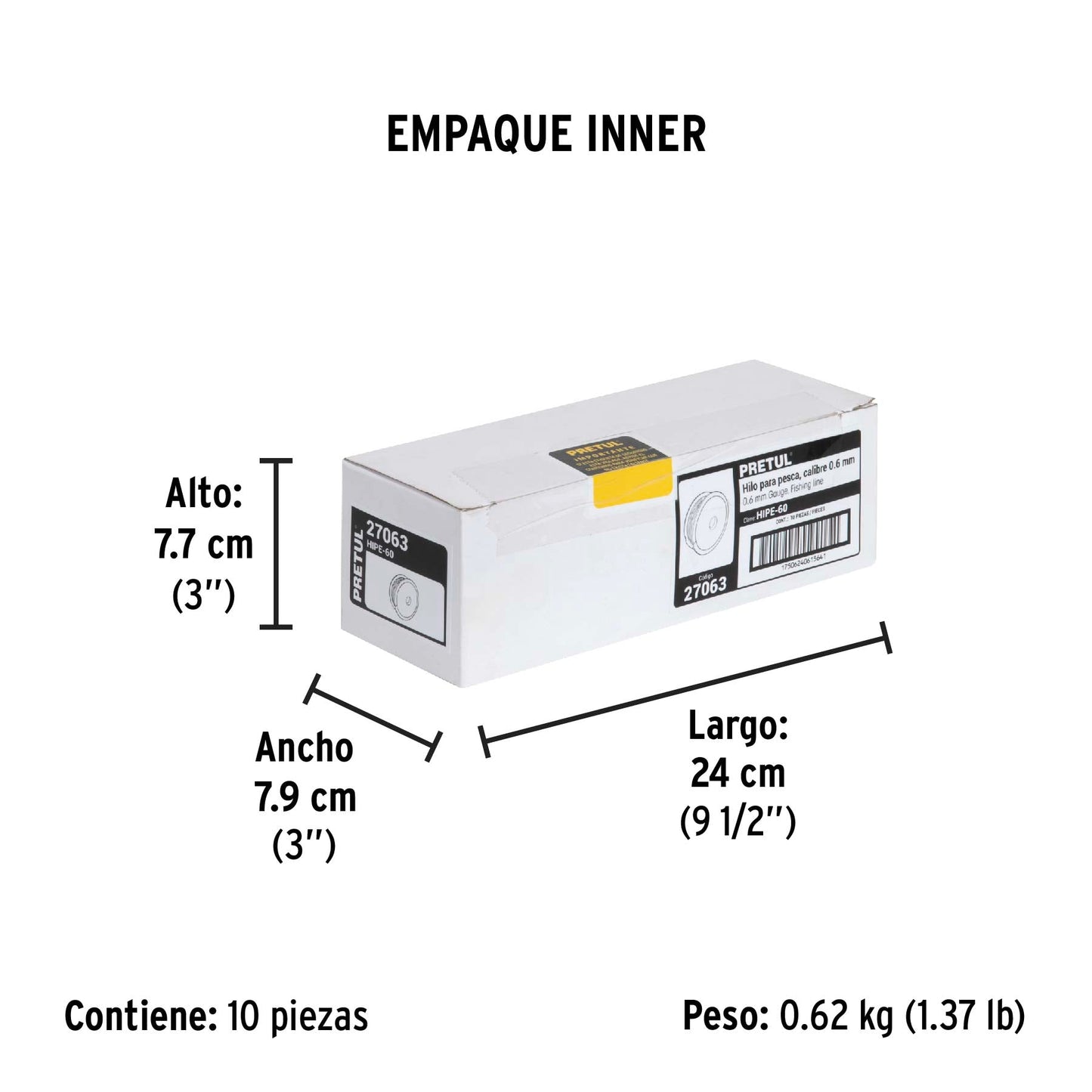 Carrete con 100 m de hilo para pesca azul calibre 0.60 mm | HIPE-60 | 27063