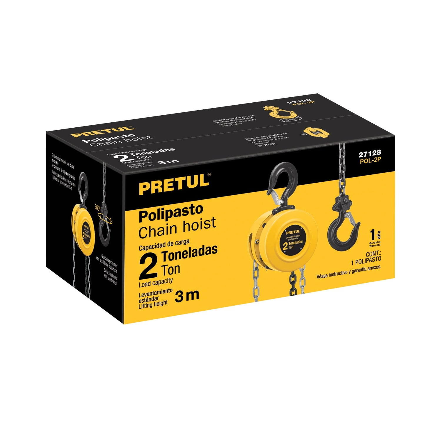 Polipasto de cadena de 2 ton, Pretul | POL-2P | 27128