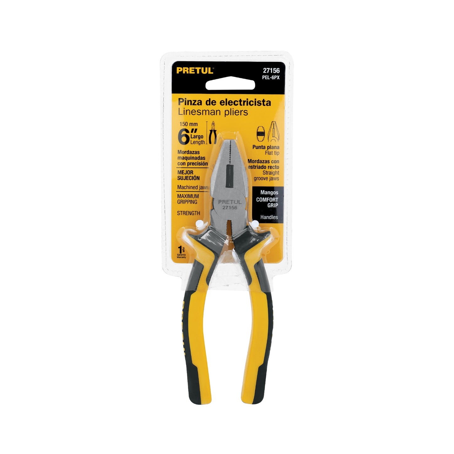 Pinza para electricista 6' mango Comfort Grip, Pretul | PEL-6PX | 27156