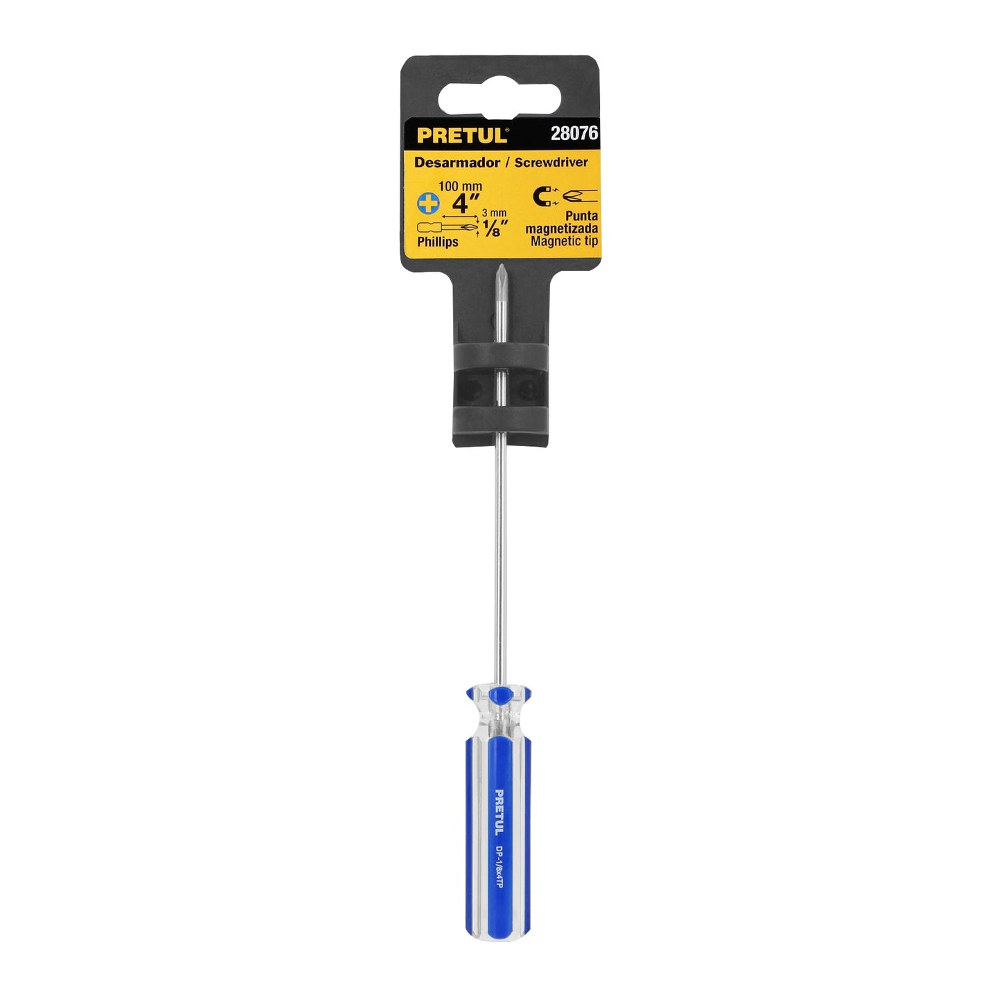 Desarmador de cruz 1/8' x 4' mango de PVC, Pretul | DP-1/8X4TP | 28076