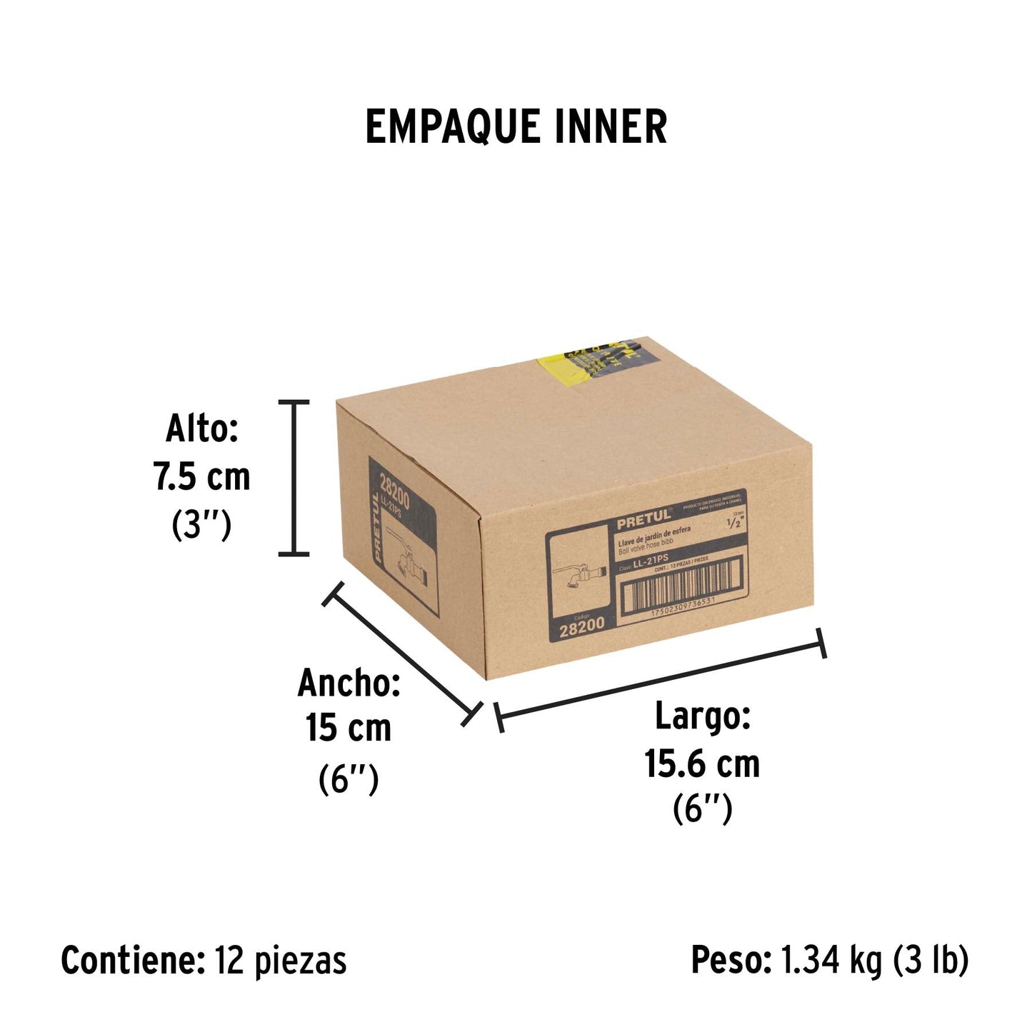 Llave de esfera de zinc 1/2', 110 g, s/adaptador, Pretul | LL-21PS | 28200