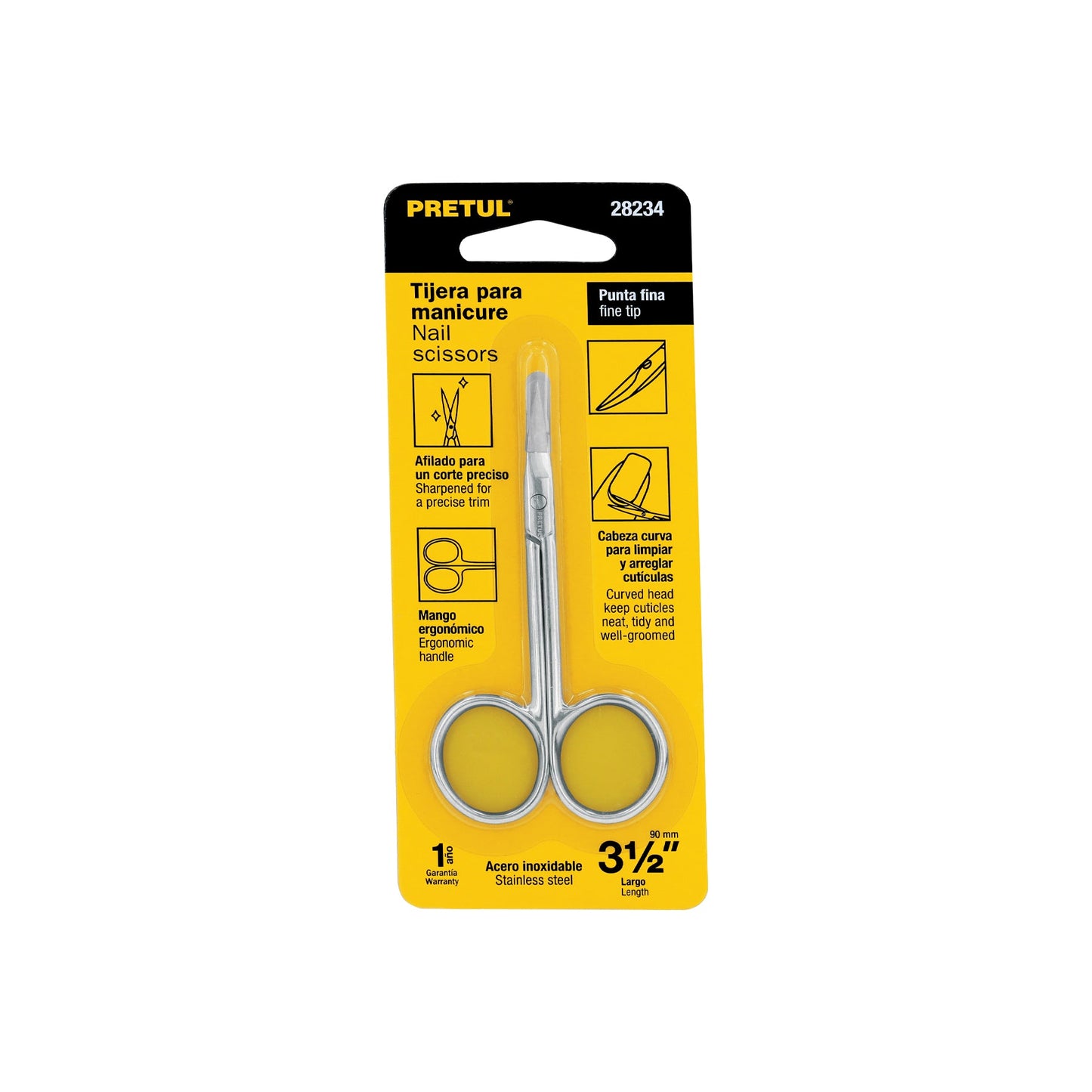 Tijera para manicure 3-1/2', punta fina, PRETUL | UNA-436P | 28234