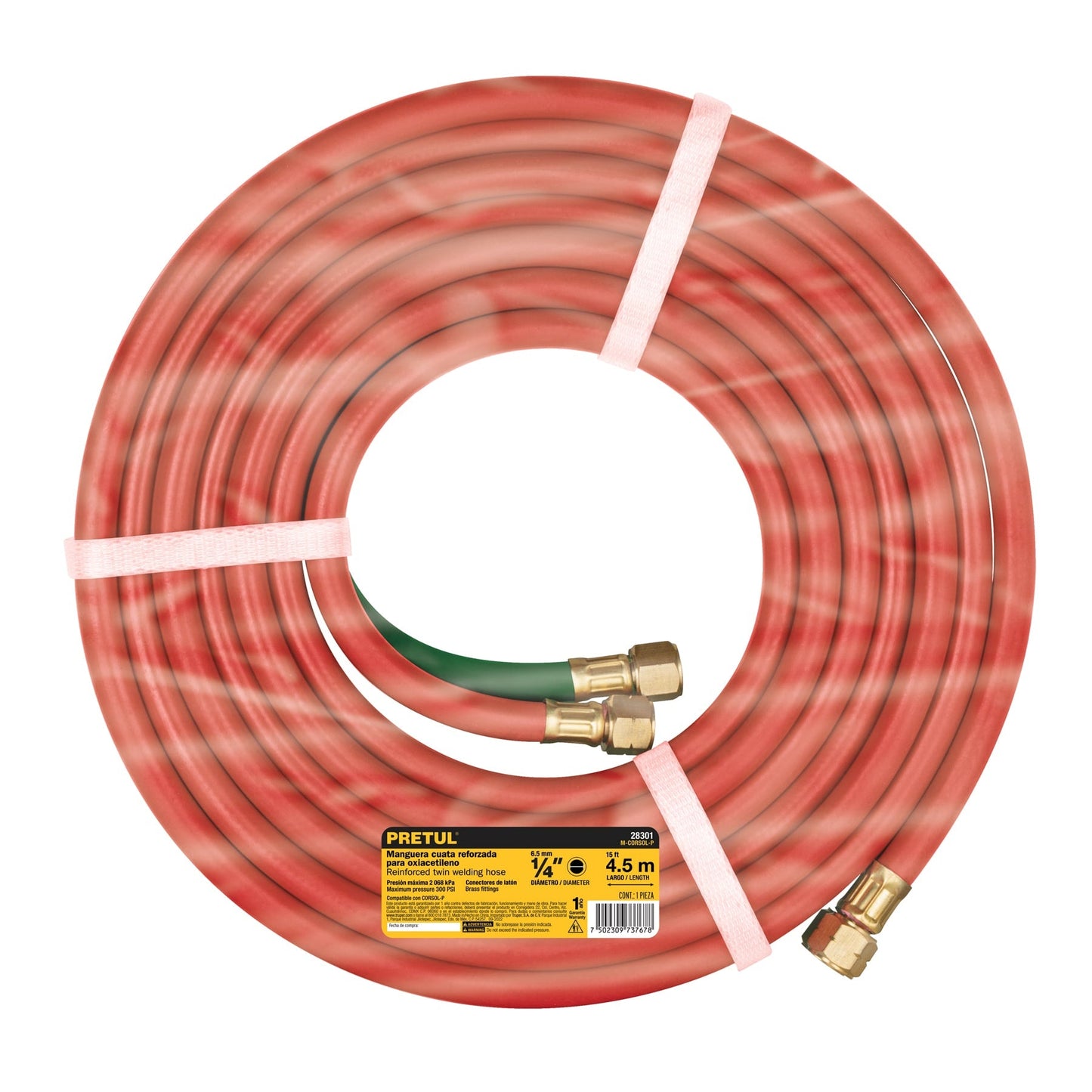 Manguera cuata reforzada de 4.5 m para oxiacetileno, PRETUL | M-CORSOL-P | 28301