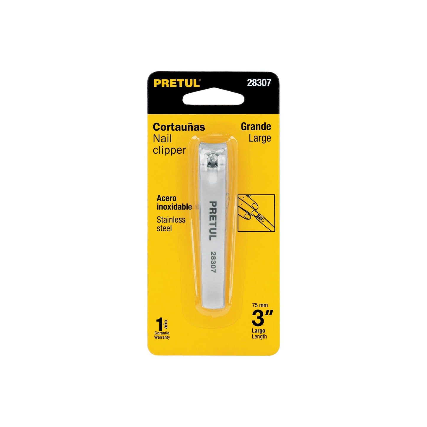 Cortaúñas 3' acero inoxidable, PRETUL | UNA-530P | 28307