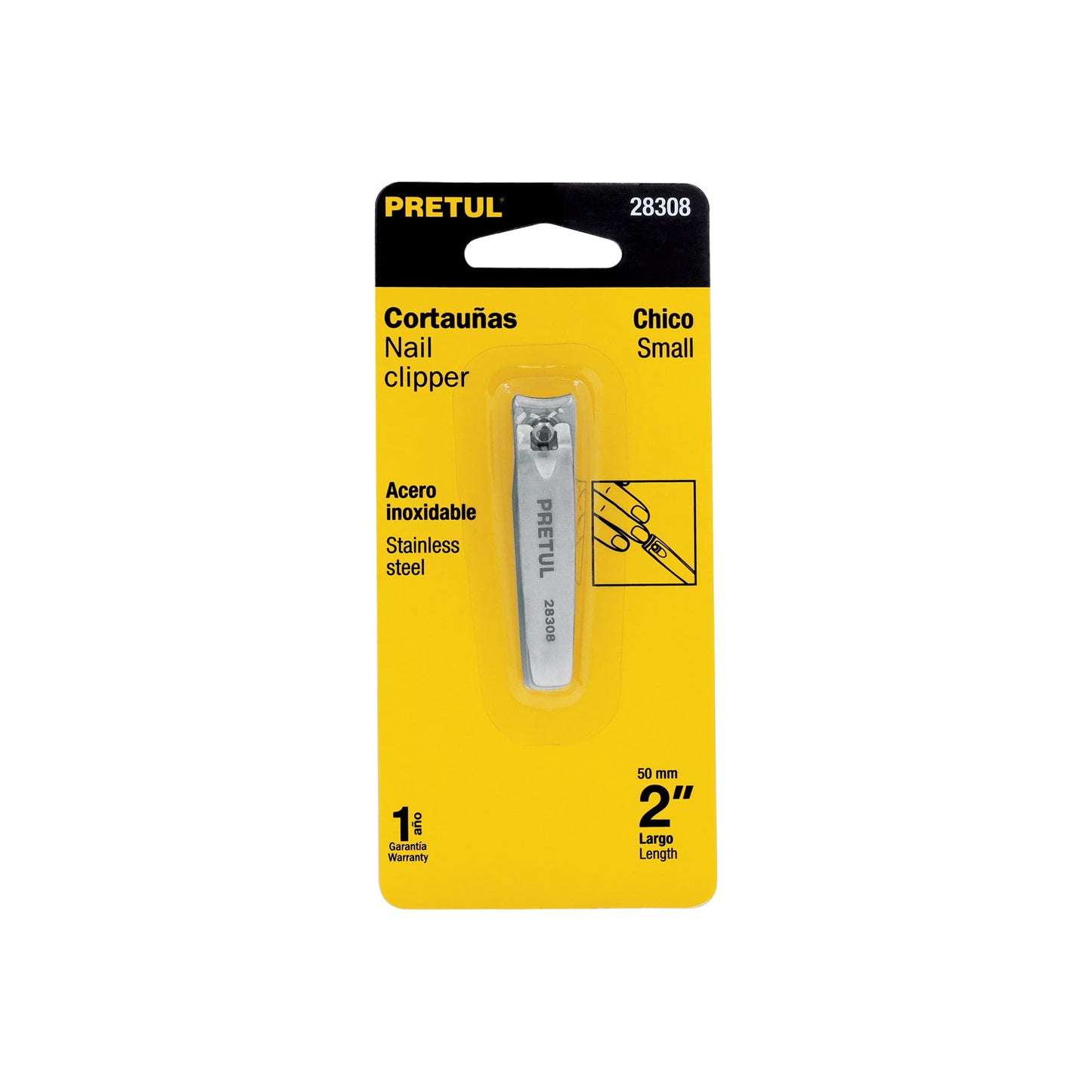 Cortaúñas 2' acero inoxidable, PRETUL | UNA-520P | 28308