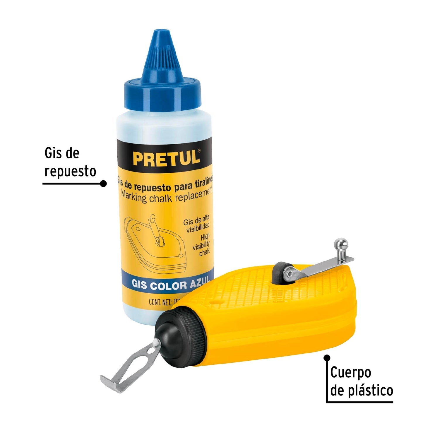 Tiralíneas plástico con gis 15 m (50 ft), Pretul | TL-50P | 28574