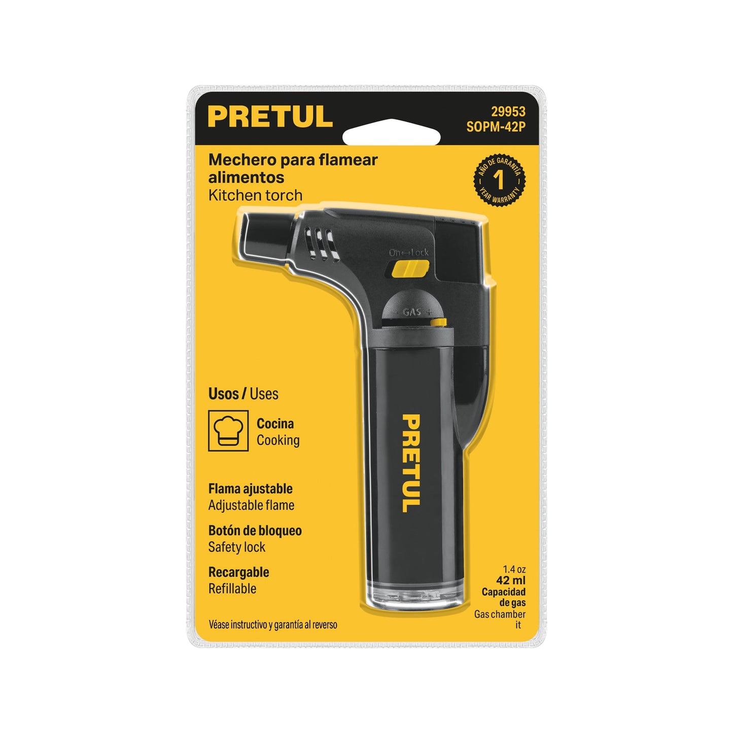 Mechero recargable para flamear alimentos de 42ml, PRETUL | SOPM-42P | 29953