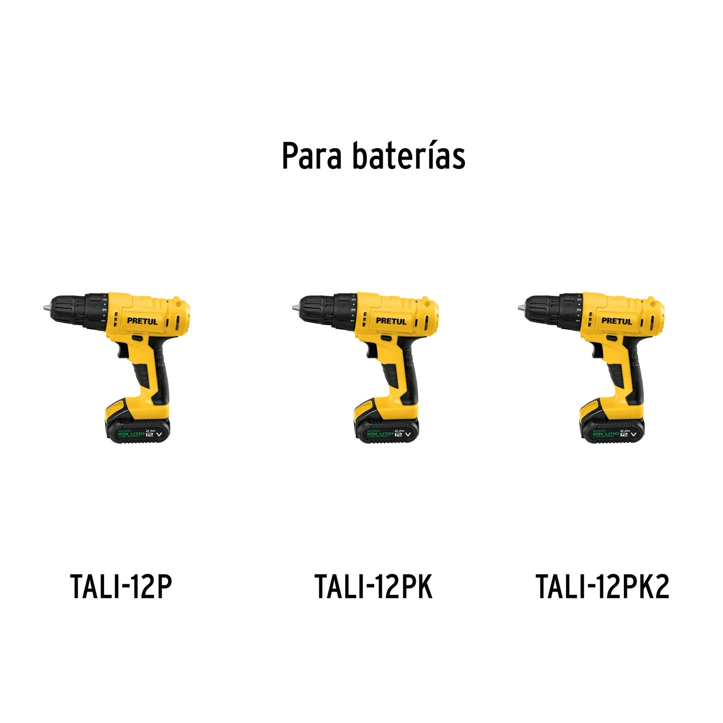 Batería ion litio, 12V, 2 Ah, PRETUL | BAT-12P | 29968