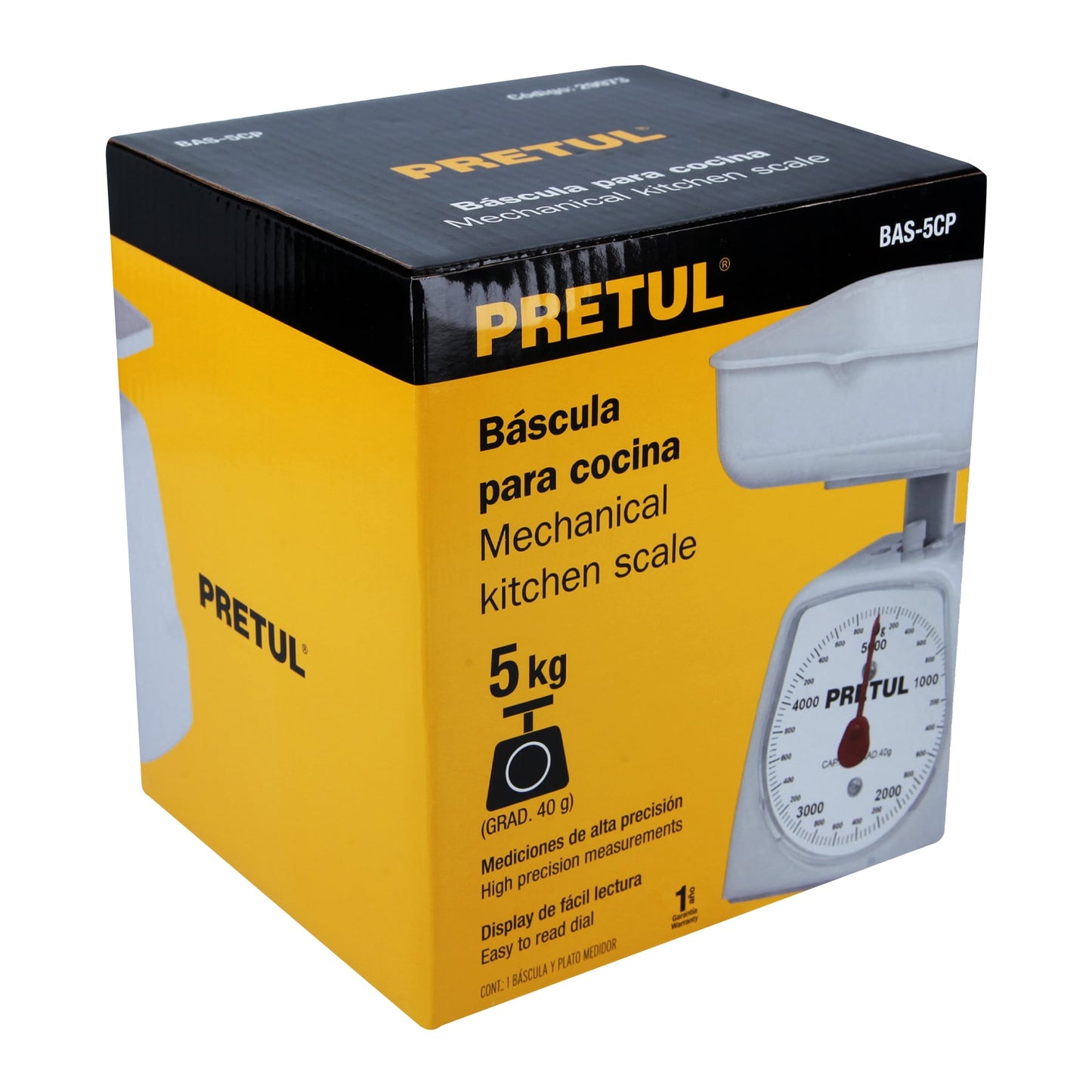 Báscula mecánica para cocina 5 Kg, Pretul | BAS-5CP | 29973