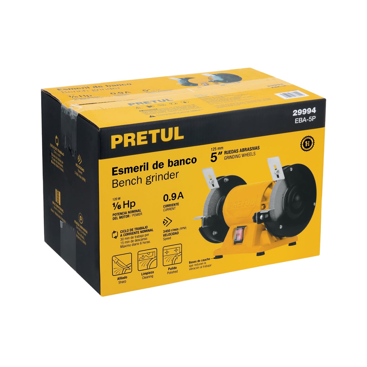 Esmeril de banco de 5' de 1/6 HP (120 W), Pretul | EBA-5P | 29994