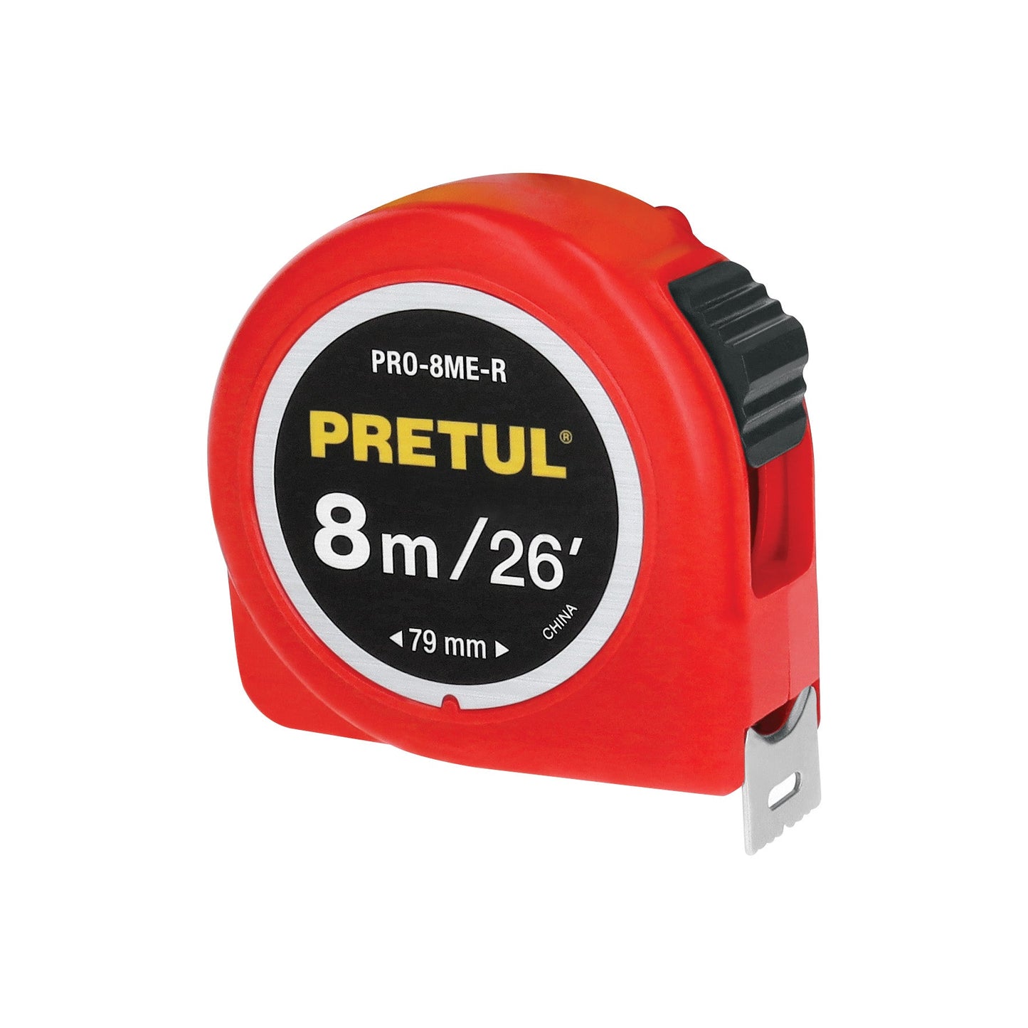 Flexómetro rojo 8 m cinta 25 mm, en tarjeta, PRETUL | PRO-8ME-R | 29999