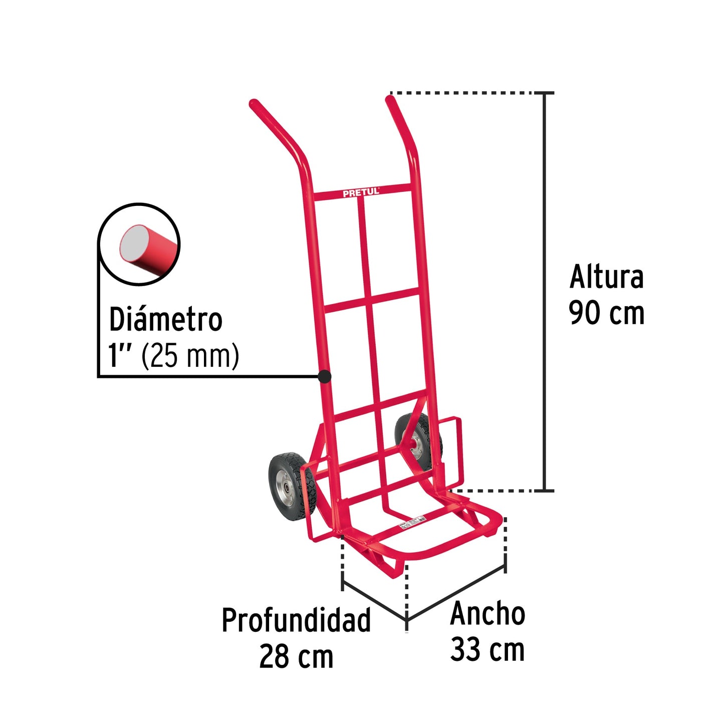 Diablo de carga de 100 kg, ruedas sólidas, balero sencillo | DIA-100 | 44475