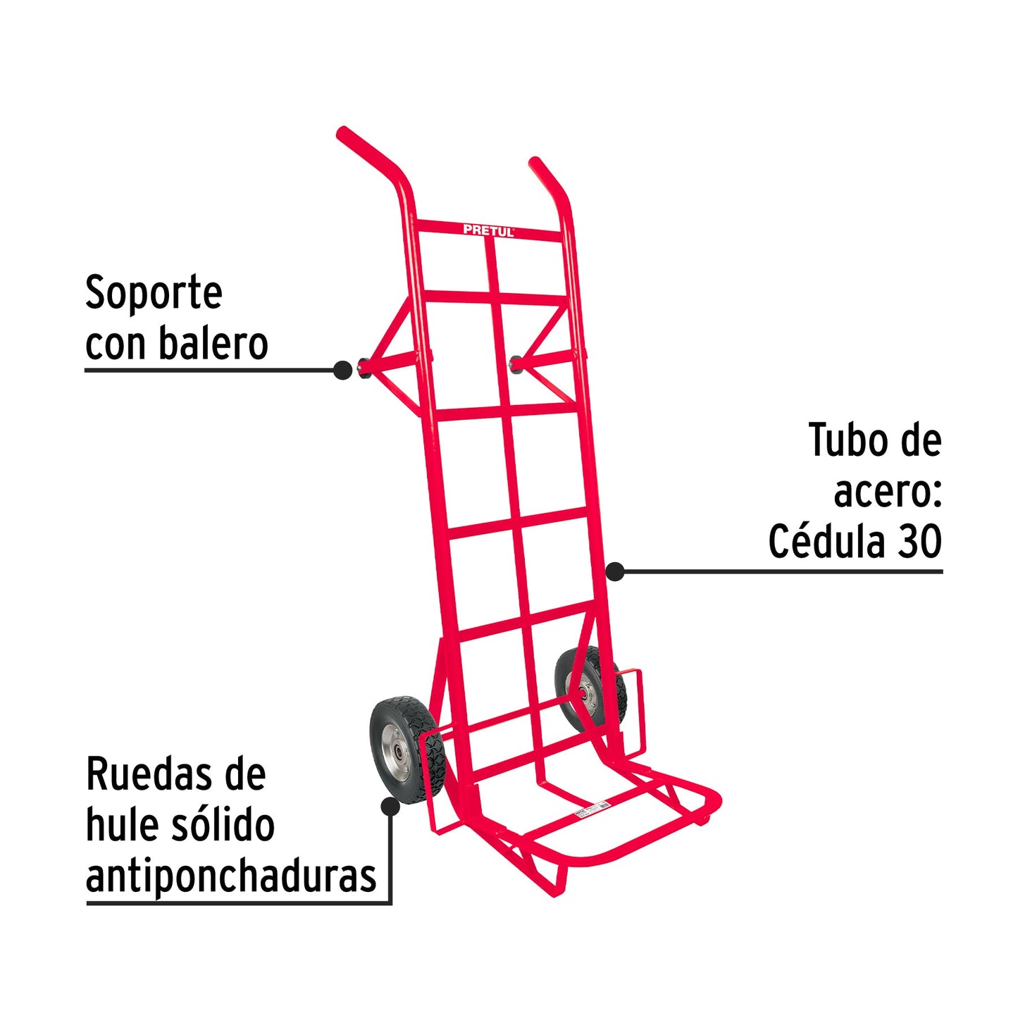 Diablo de carga de 450 kg, ruedas sólidas, doble balero | DIA-450 | 44479