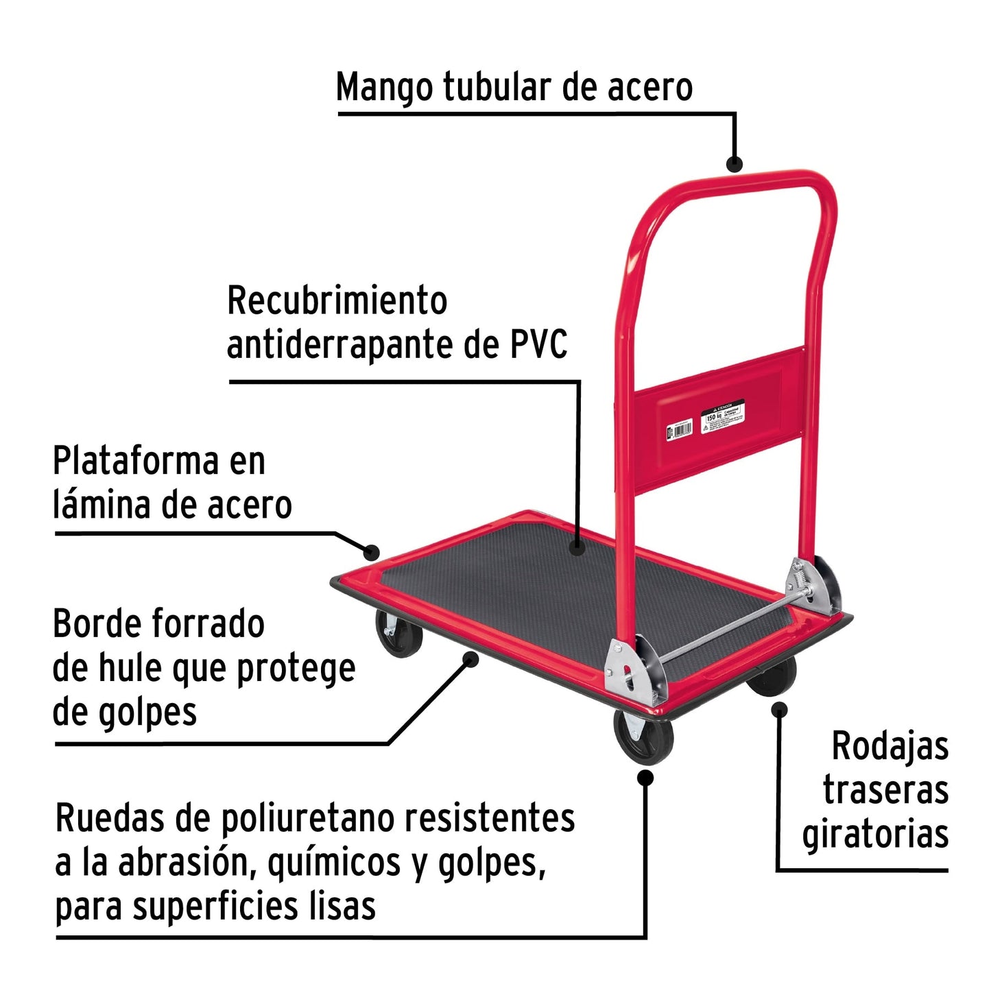 Carro de carga plegable tipo plataforma, 150 kg, Pretul | DIA-150P | 48595