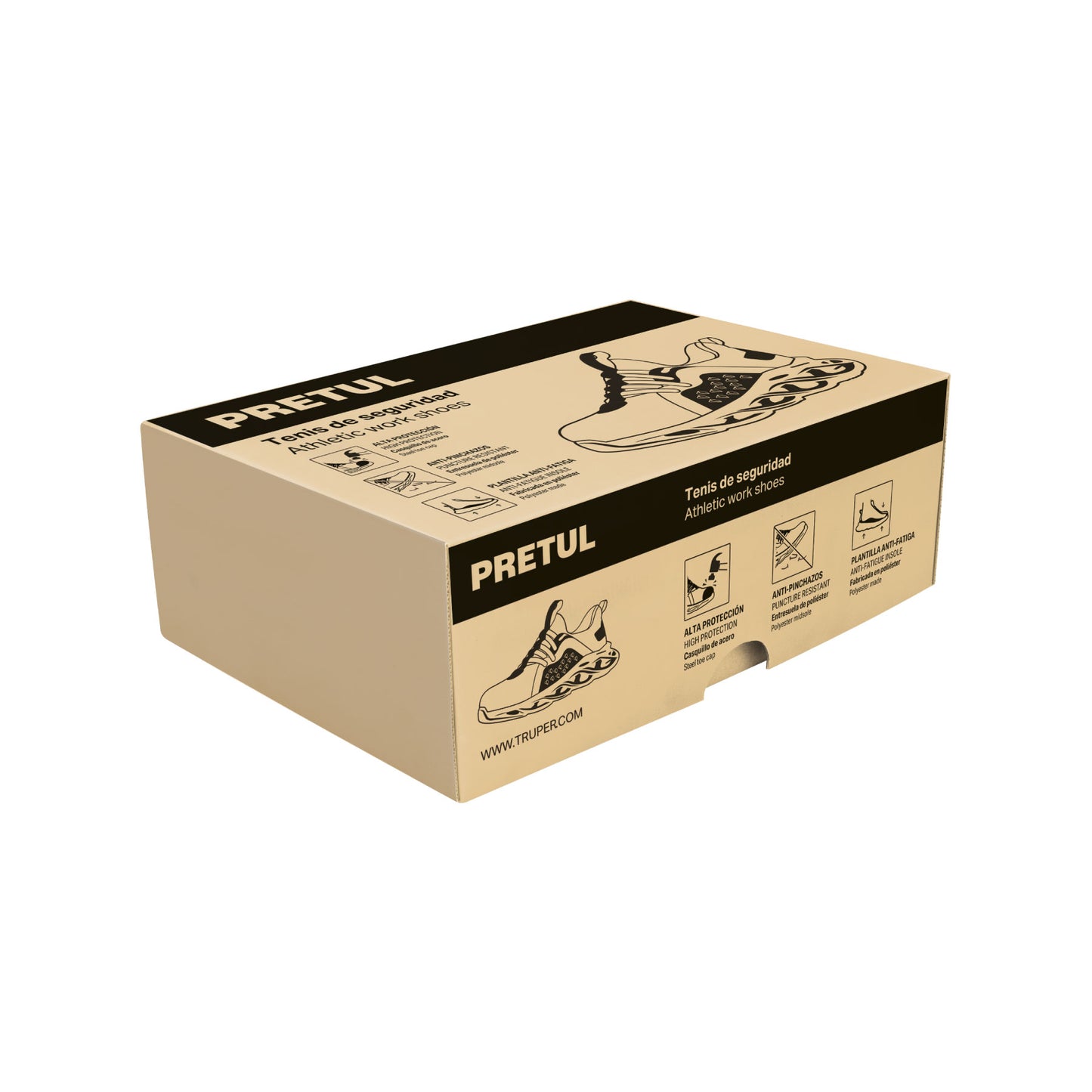 Tenis de seguridad #26, casquillo metálico, negros, PRETUL | ZC-026TN | 29907