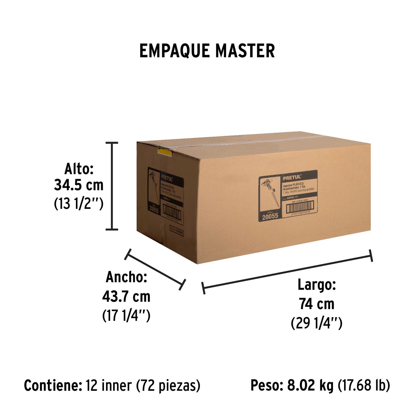 Aspersor plástico 11' una vía, estaca plástica, PRETUL | ASPRO-11 | 20055