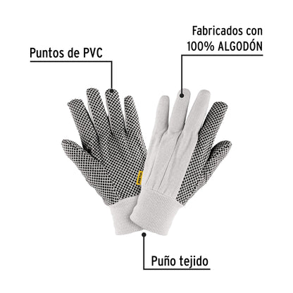 Guantes de algodón con puntos PVC en palma, unitalla, PRETUL | GU-455 | 20330