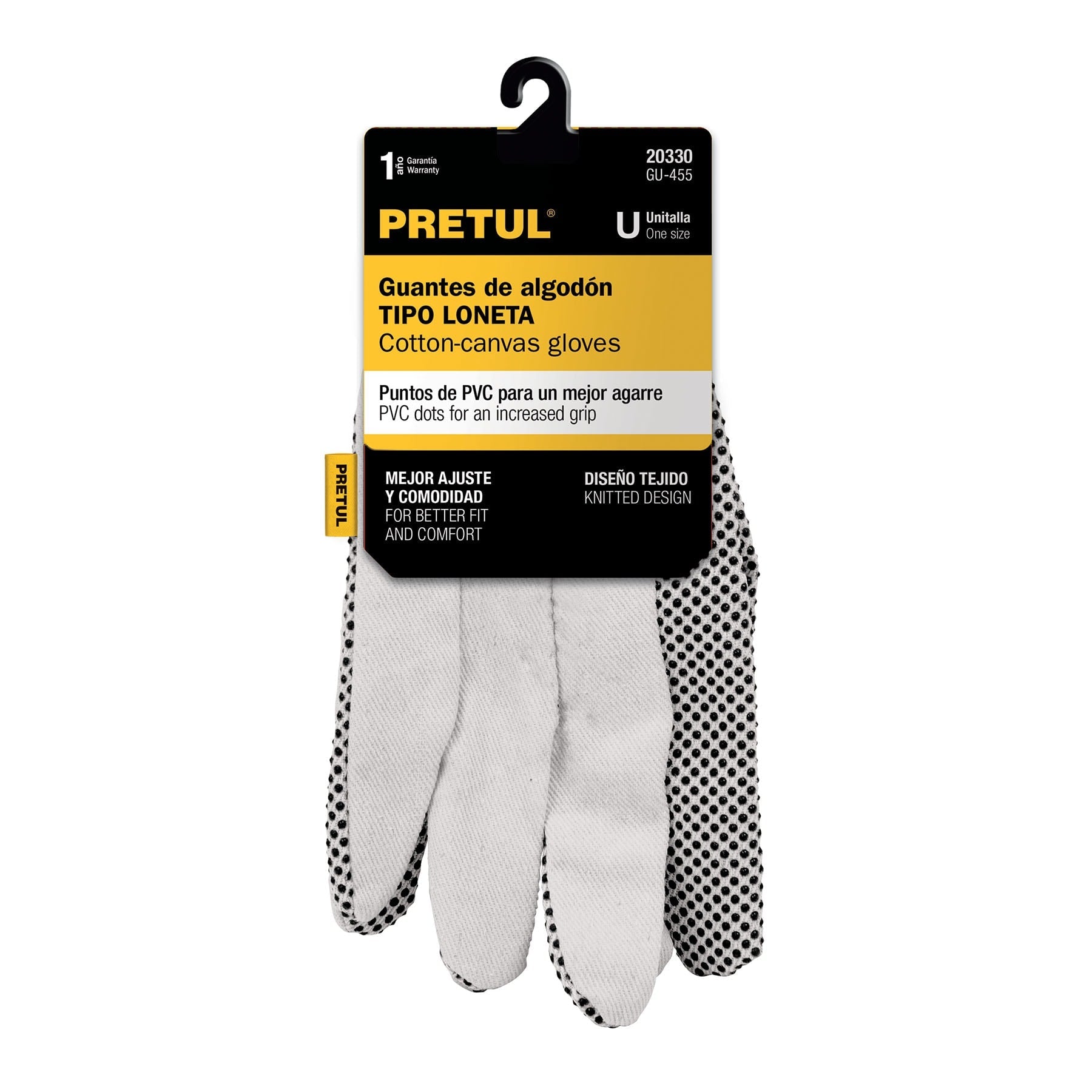 Guantes de algodón con puntos PVC en palma, unitalla, PRETUL | GU-455 | 20330