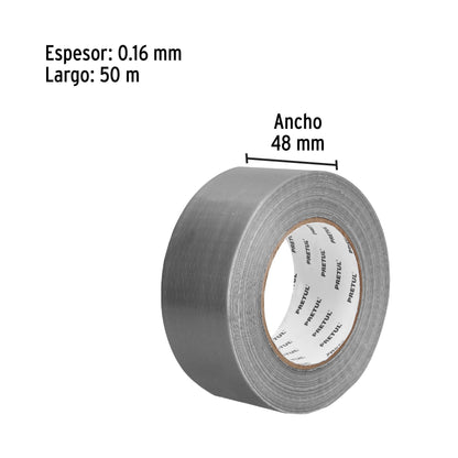 Cinta para ducto 50m x 48mm, espesor 0.16mm, Pretul | CDU-50P | 20530