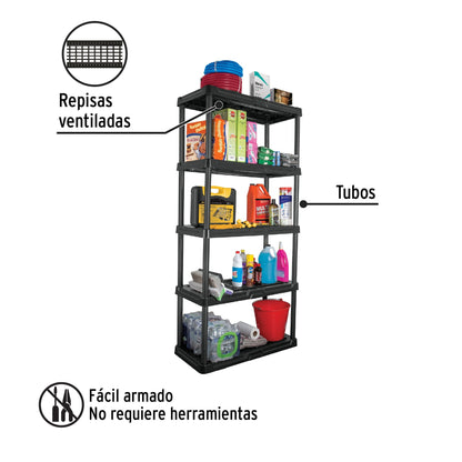 Estante plástico 5 repisas cap. 35 Kg, 180x44x92, PRETUL | EST-5P | 20614