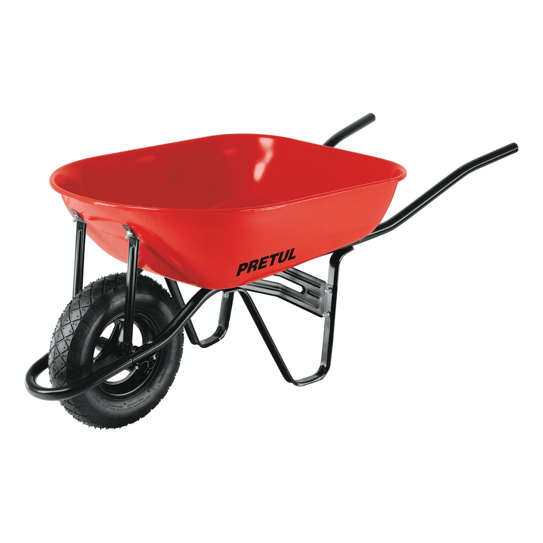 Carretilla 5.5 ft3 roja,neumática,bastidor tubular, PRETUL | CAP-50NB | 20627