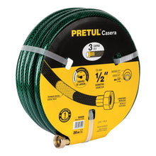 Manguera 1/2' reforzada 3 capas conexiones metal 20m, Pretul | MAN-20X1/2PM | 20655