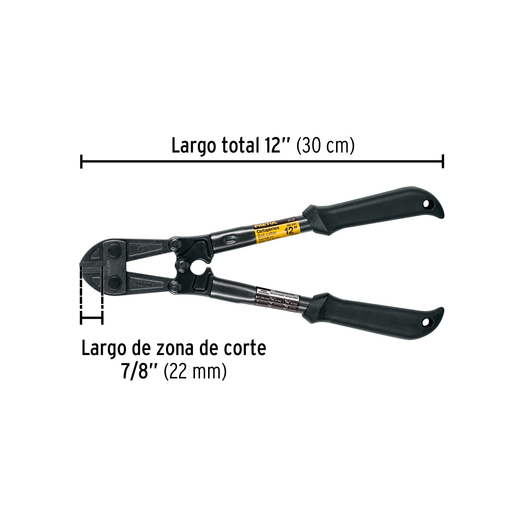 Cortapernos 12', mango tubular, PRETUL | CP-12P | 20944