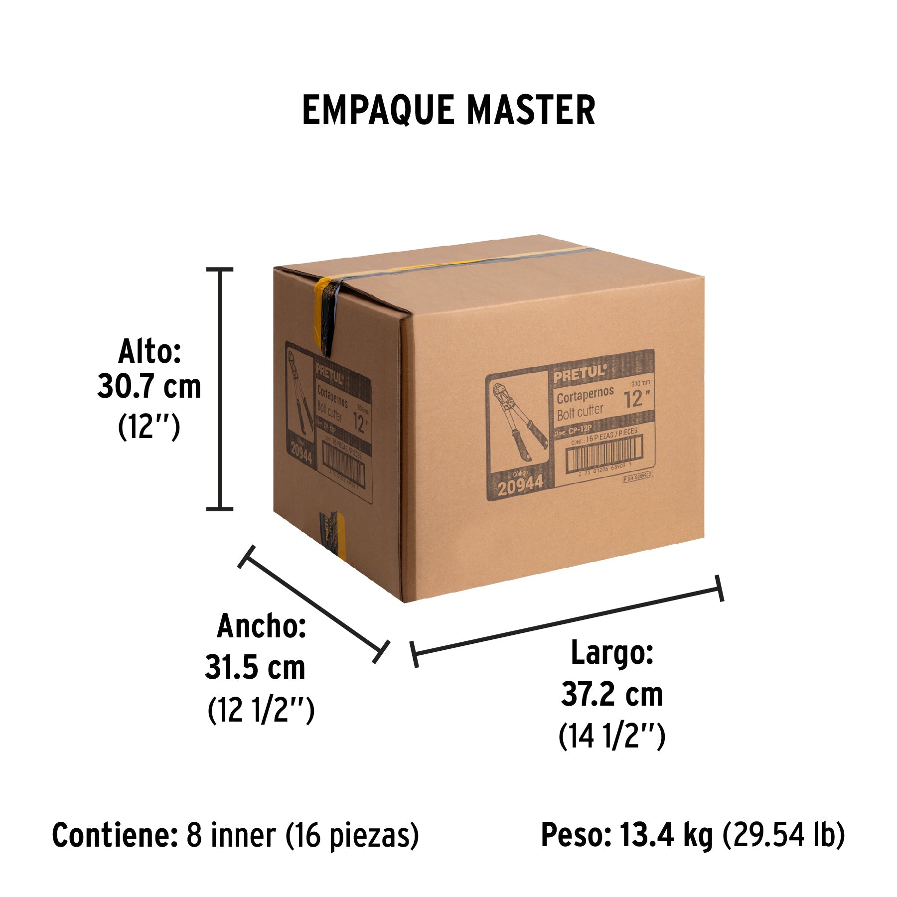Cortapernos 12', mango tubular, PRETUL | CP-12P | 20944