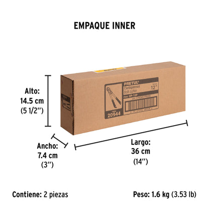 Cortapernos 12', mango tubular, PRETUL | CP-12P | 20944