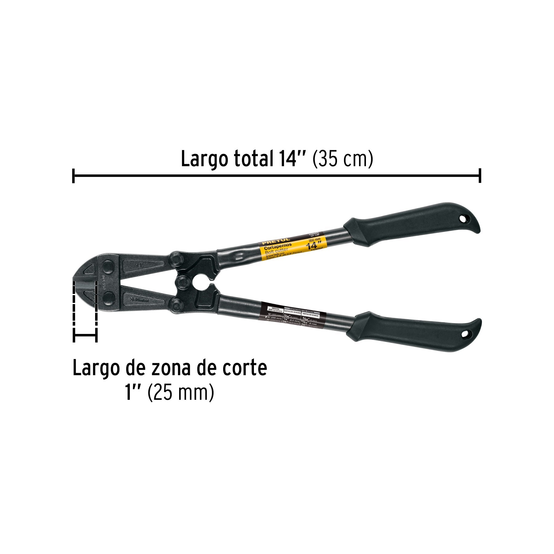 Cortapernos 14', mango tubular, PRETUL | CP-14P | 20945
