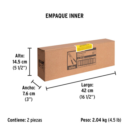 Cortapernos 14', mango tubular, PRETUL | CP-14P | 20945