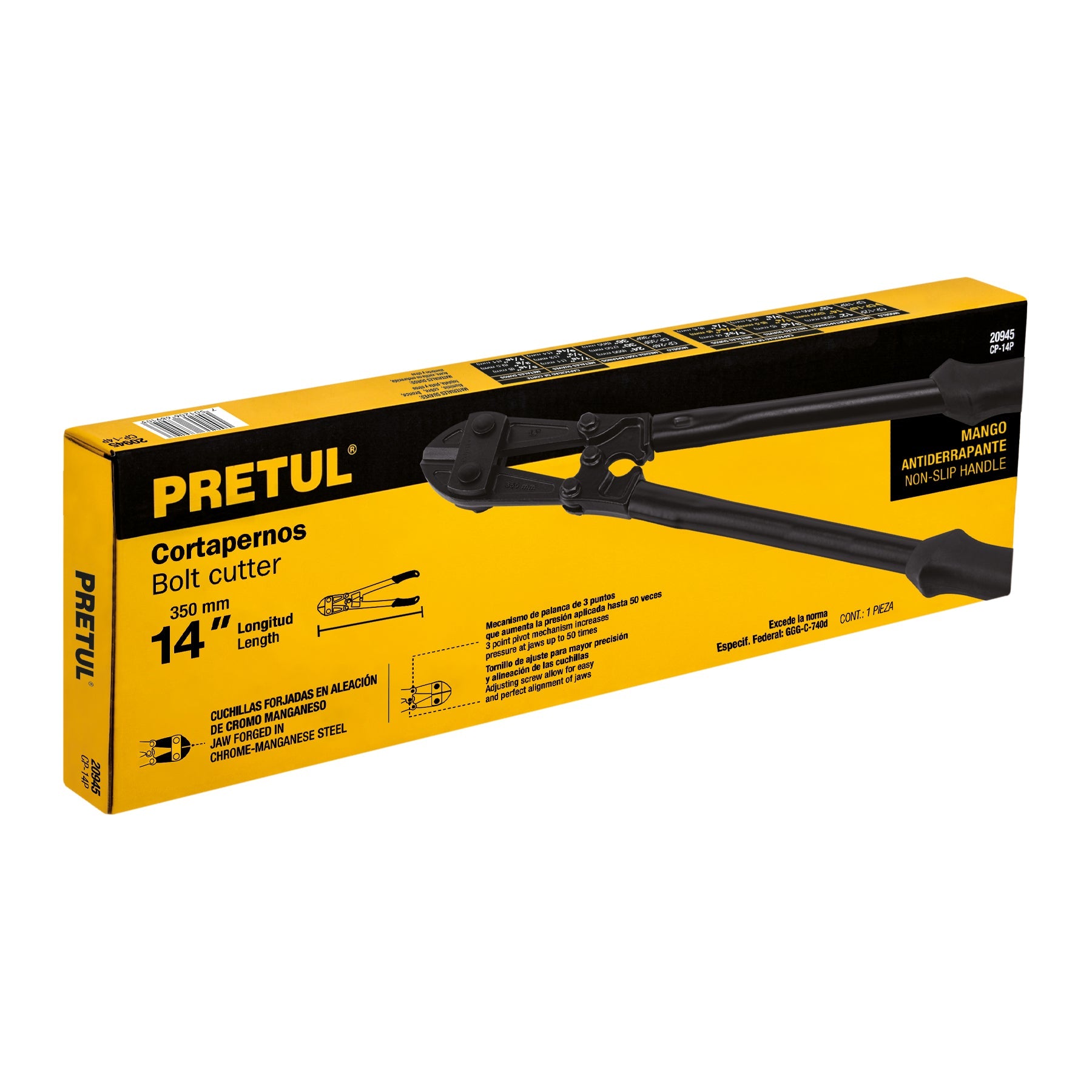 Cortapernos 14', mango tubular, PRETUL | CP-14P | 20945