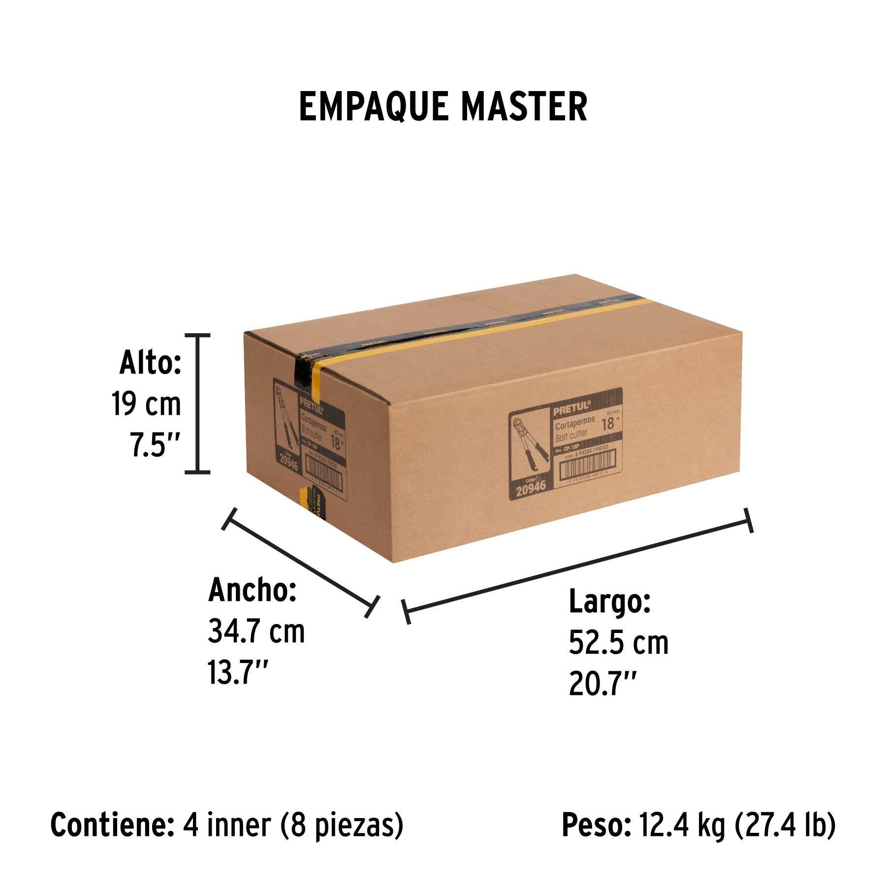 Cortapernos 18', mango tubular, PRETUL | CP-18P | 20946