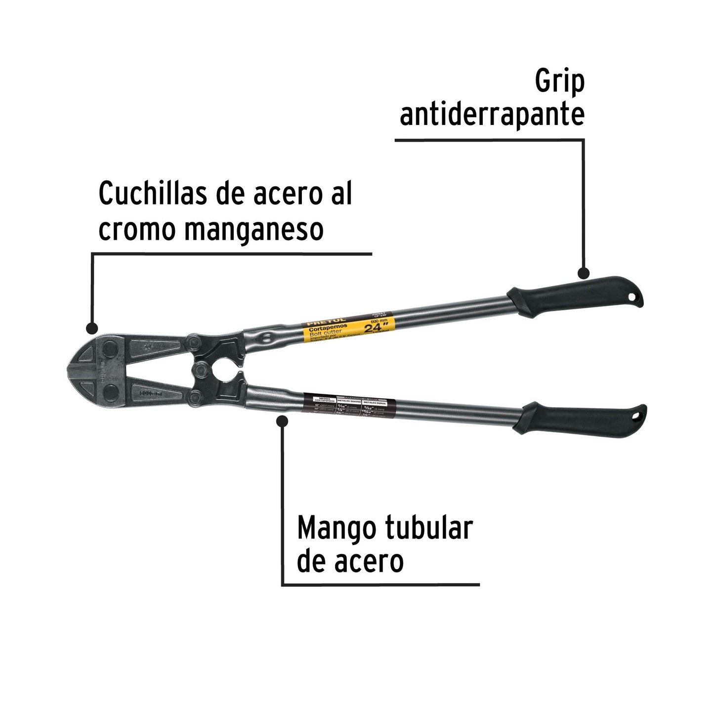 Cortapernos 24', mango tubular, PRETUL | CP-24P | 20947