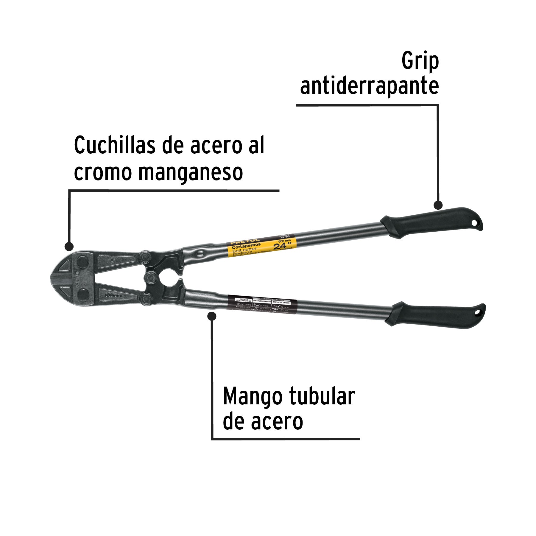 Cortapernos 24', mango tubular, PRETUL | CP-24P | 20947