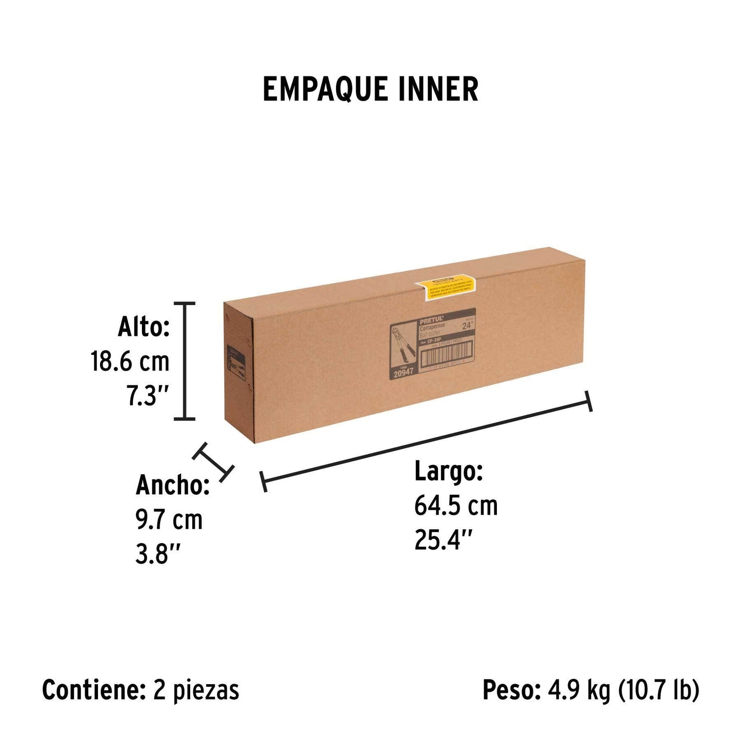Cortapernos 24', mango tubular, PRETUL | CP-24P | 20947