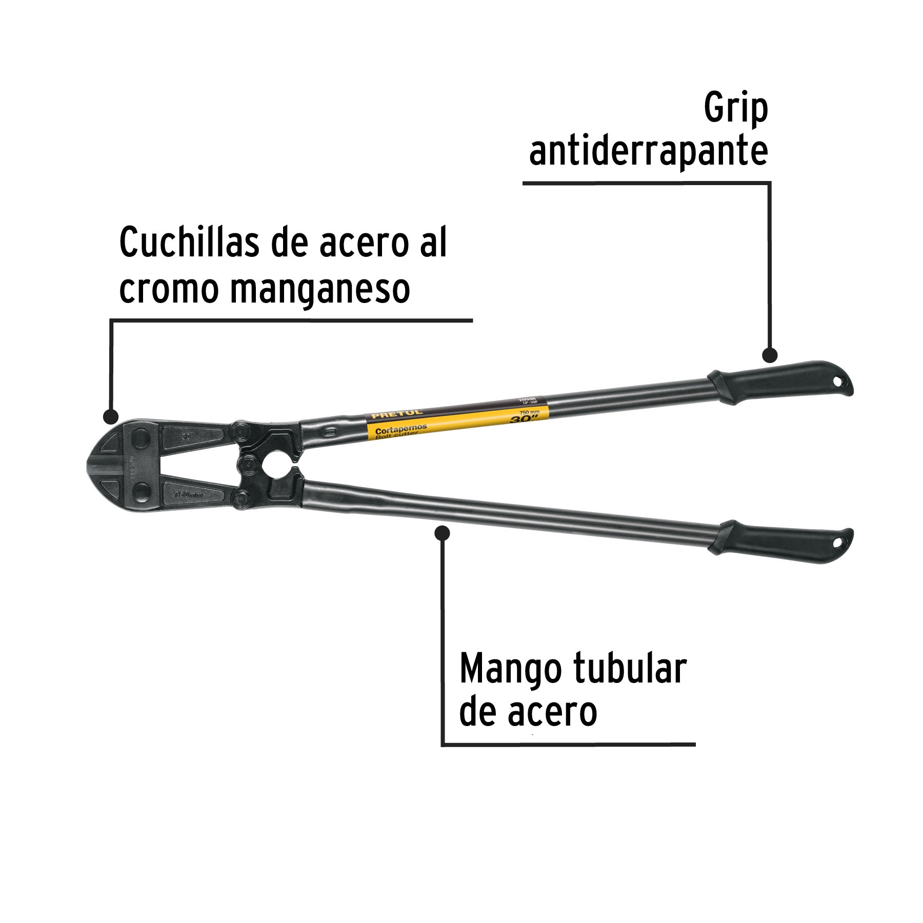 Cortapernos 30', mango tubular, PRETUL | CP-30P | 20948
