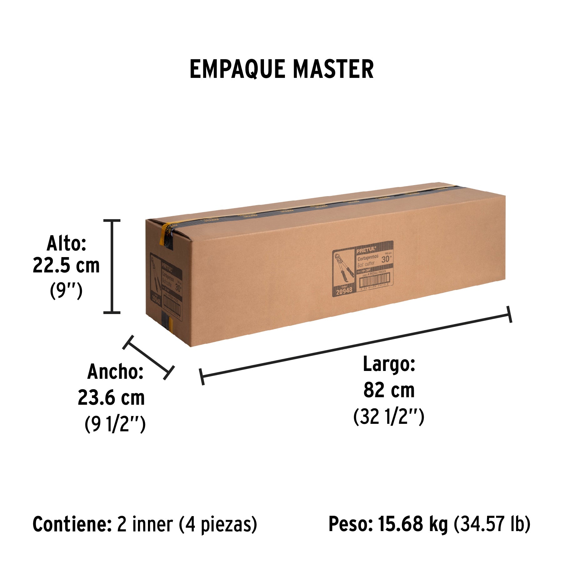 Cortapernos 30', mango tubular, PRETUL | CP-30P | 20948